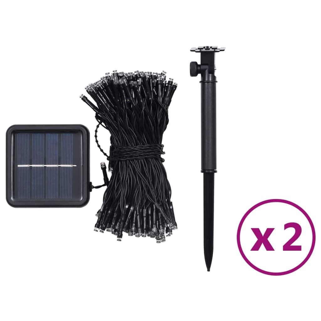 Vidaxl Solar Fairy Lights 2 Pcs - 2X200 Led, Multicolor, Eco-Friendly, 8 Lighting Modes, Usb Connection, Indoor/Outdoor