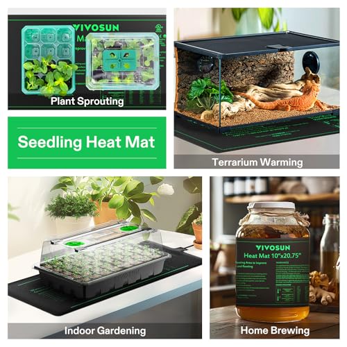 VIVOSUN 2 Pack Durable Waterproof Seedling Heat Mat 10" x 20.75" UL & MET-Certified Warm Hydroponic Heating Pad for Germin...