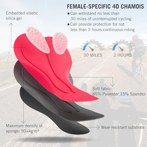 baleaf Women's Bike Shorts 4D Padded Cycling Spinning Road Bike Pockets Wide Waistband UPF50+