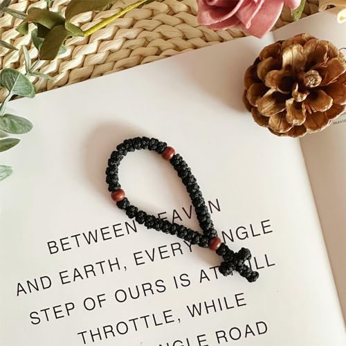 1Pc Handmade Christian 33 Knot Orthodox Greek Omboskoini Prayer Rope Protection Blessing Cross Charm Tassel Car Hanging Ch...