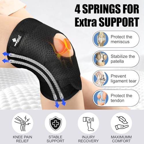 NEENCA Knee Brace for Knee Pain, Compression Knee Support with Air Mesh Fabric, Adjustable Knee Wrap with Side Stabilizer...
