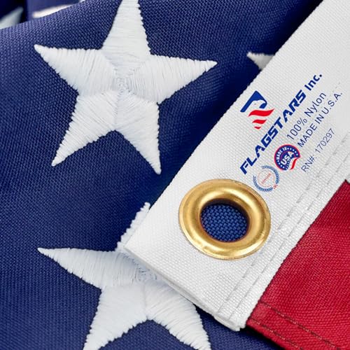 American Flag Durable Nylon 3x5 Ft Outdoor Heavy Duty, Made in USA American Flags ,Longest Lasting Non Fading American Fla...