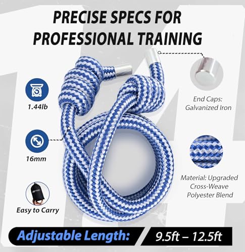 Megaraise Flow Rope Weighted Fitness Jump Rope for Women Men Workout, Adjustable 1.44lb Heavy Rope for Adult Exercise, Mob...