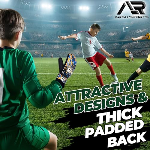 Arsh Sports Soccer Goalie Gloves, Football Goalkeeper Gloves for Kids Youth & Adult Strong Grip Finger Save 4mm Latex Fing...