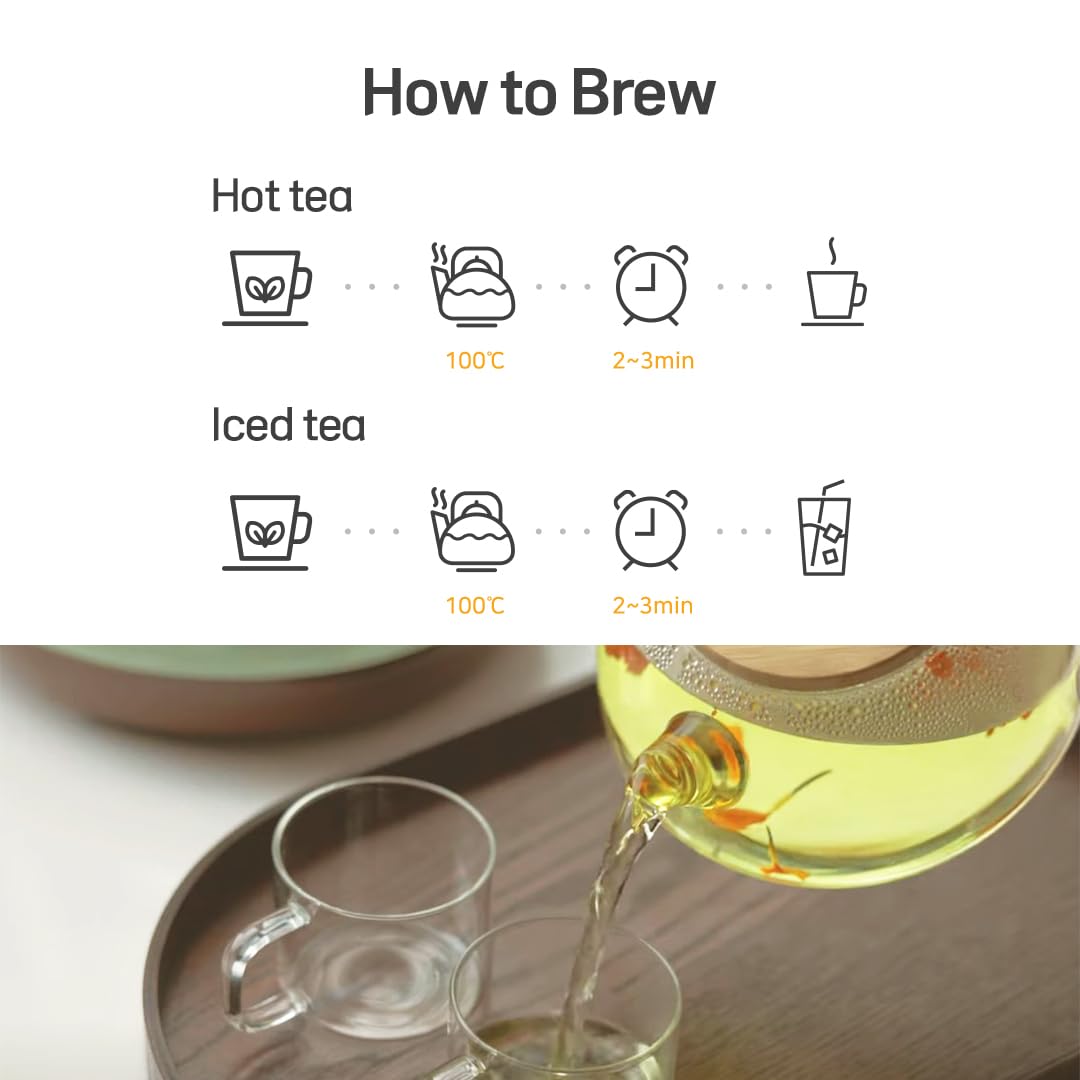 KKOKDAM Flower Tea Set Sampler - Loose Leaf, Fancy Variety Pack, Blooming Flowers, Unique Gifts