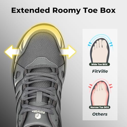 FitVille Men's Wide Hiking Shoes Water Repellent Trekking Trails Outdoor Sneakers Cushioned Lightweight Walking Running Sh...