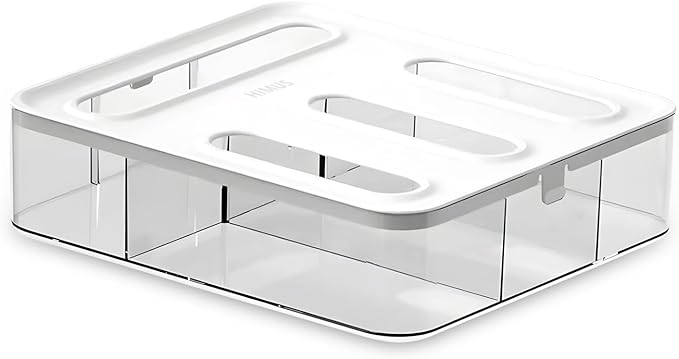 HIMUS Food Storage Bag Organizer - 4 in 1 Plastic Baggie Organizer for Drawer | Compatible with Sandwich, Snack, Gallon, Quart & Slider | Plastic Bag Organizers Kitchen Storage| Wall & Drawer Mount