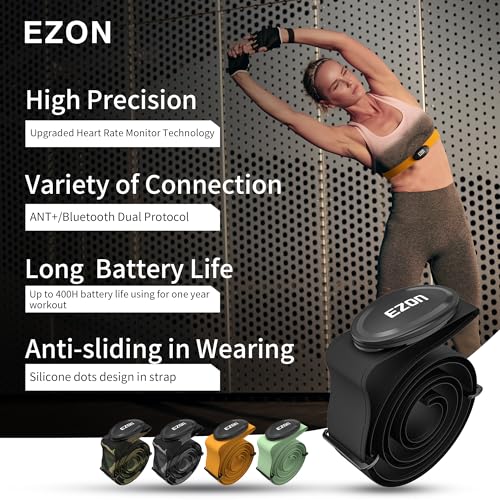 C009Pro Heart Rate Monitor Chest Strap with BLE 5.1& ANT+,HR Monitor Chest Sensor,Up to 400H Battery Life,Sitable for Runn...
