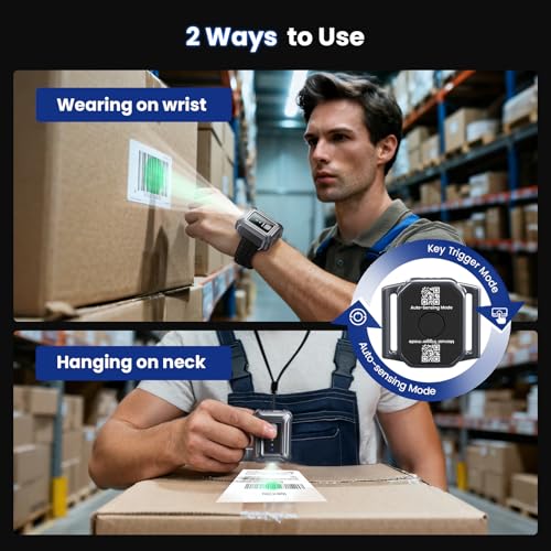 Eyoyo Wristband Wearable Barcode Scanner: Hands-Free Fast 1D 2D Code Scanning, Portable Mini Bluetooth Wireless USB QR Cod...