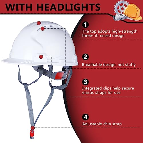 Leumoi 20 Pack 4 Pt. Suspension Hard Hat Bulk Safety Helmets ABS Ratchet Hard Hats Adjustable Construction Hardhats with V...