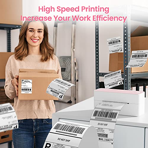 Phomemo Bluetooth Thermal Label Printer, 241BT 4X6 Wireless Shipping Label Printer for Small Business, Pink Labels Printer...