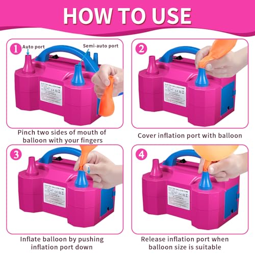 SINBEE Balloon Pump, Balloon Pump Electric, Portable Dual Nozzle Electric Blower Air Pump Inflator for Party Decoration. F...