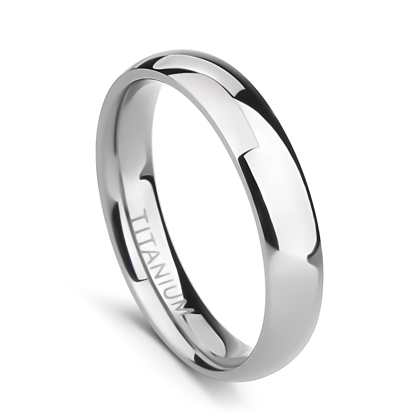 TIGRADE 2mm 4mm 6mm 8mm 10mm Titanium Ring Plain Dome High Polished Wedding Band Comfort Fit Size 3-15,4mm,Size 9