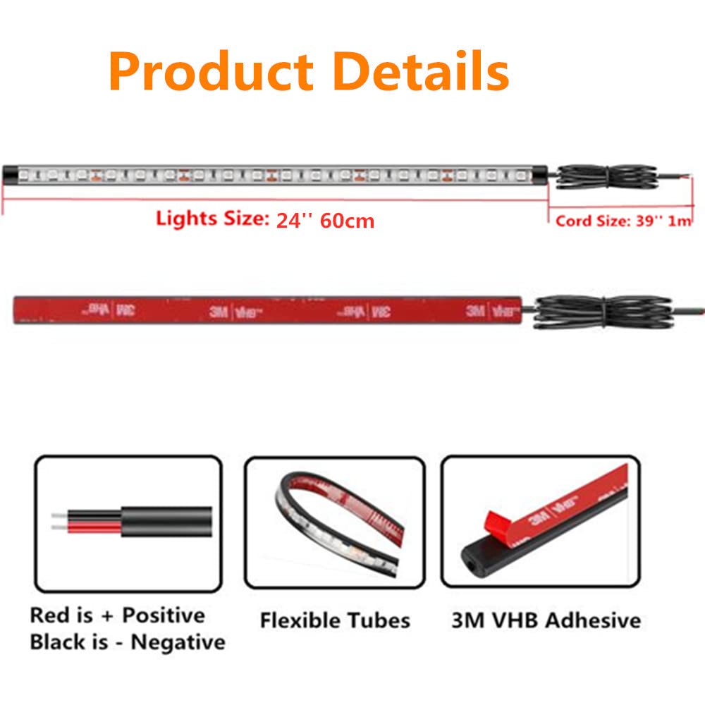 Vbakor Boat Led Strip Lights  4 Pcs 24 Marine Boat Interior Courtesy Deck Navigation Lights  Super Bright Waterproof Marine Led Lights Strip For 12V Pontoon Fishing Boat Yacht Kayak Sailboat (Red)