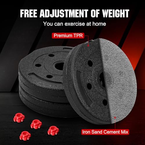 Adjustable Dumbbell Set, 22lbs Free Weights Dumbbells Set, 3 in1 Dumbbells Set Used as Barbell,Push-up Stand, Weight Set f...