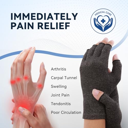 Duerer Arthritis Gloves Women Men, Carpal Tunnel, Rheumatiod, Tendonitis, Fingerless Hand Thumb Compression Gloves