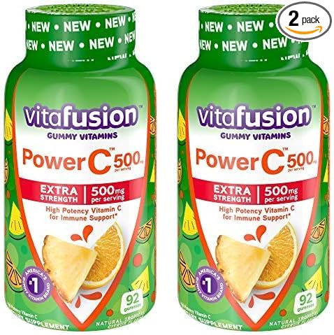 Vitafusion Extra Strength Power C Gummy Vitamins, Tropical Citrus Flavored Immune Support (1) Vitamins, 92 Count (Pack of 2)