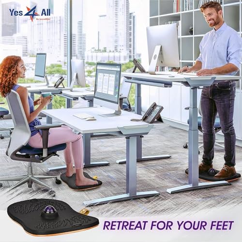 Yes4All Wobble Balance Board for Standing Desk/Anti-Fatigue Office Foam Pad - Standing Desk Mats, Rocker Board, Office Acc...