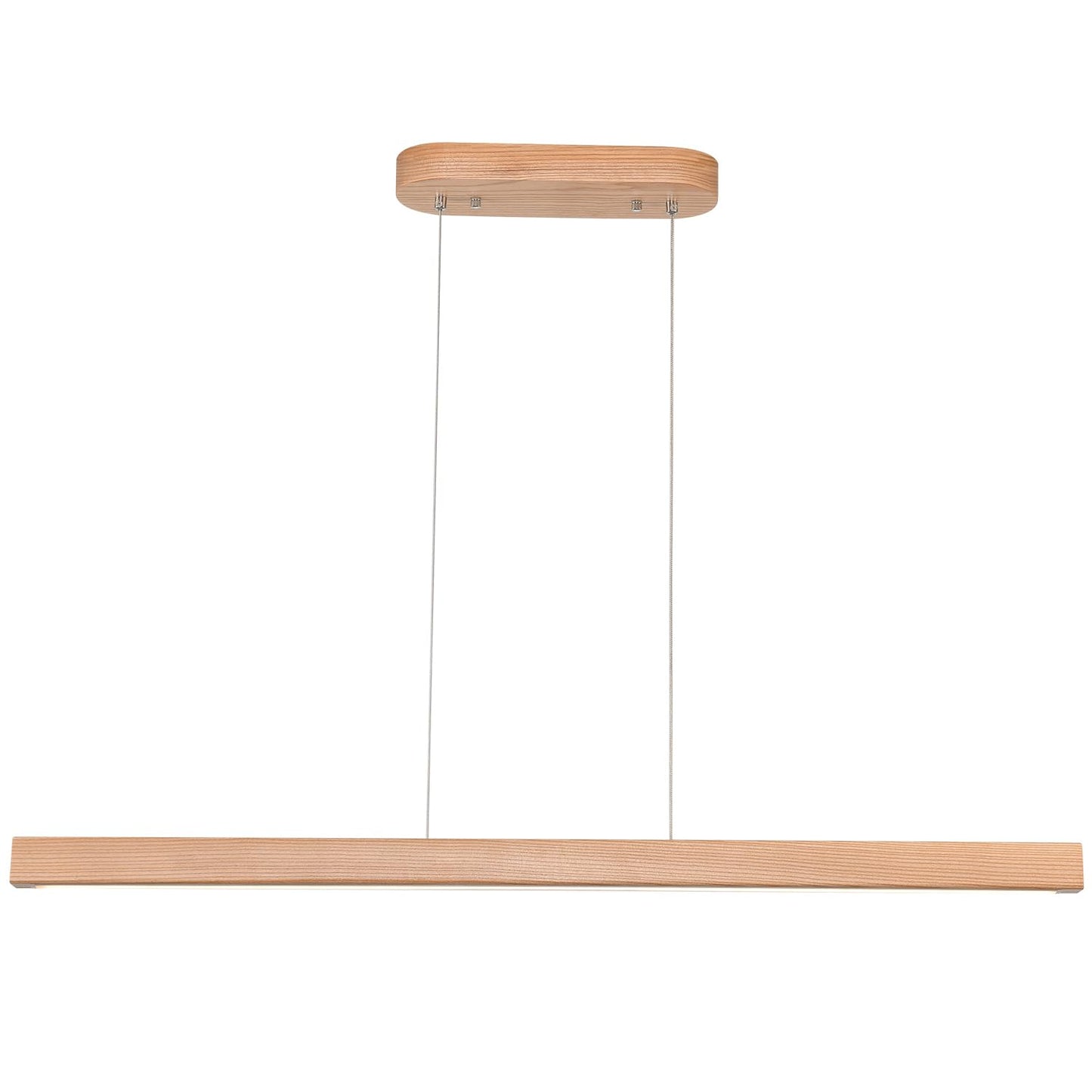 YISDESIGN 39in Wood Linear Pendant Light LED Dimmable Chandelier with Remote Control Natural Finish Model 2024-03