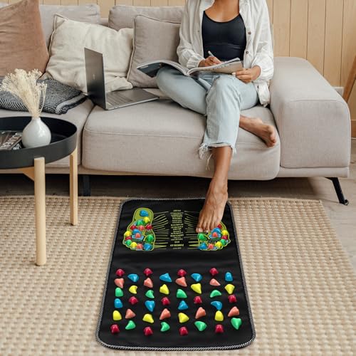TOVINANNA Foot Massage Mat and Stone Walking Massager Pad Rectangular Acupressure Foot Sole Massager for Home Use Body Rel...