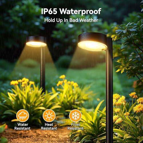 Ahaorigin 8 Pack Solar Pathway Lights Outdoor, 12 Brighter LED Solar Lights Outdoor Waterproof, Up to 12 Hrs Modern Path L...
