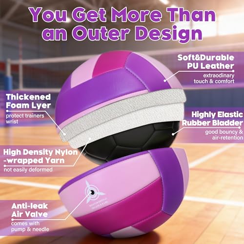 AceVernine Soft Touch Volleyballs Size 5 for Youth Teen Girls Kids Beginners Team Training Durable Volleyball Ball for Out...