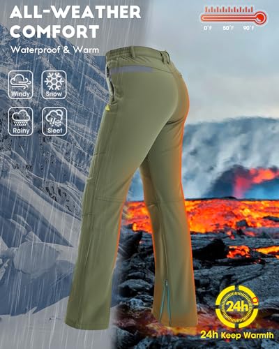IGOLUMON Snow Ski Pants Womens Waterproof Fleece Lined Pants Winter Insulated Softshell for Hiking Snowboard Outdoor