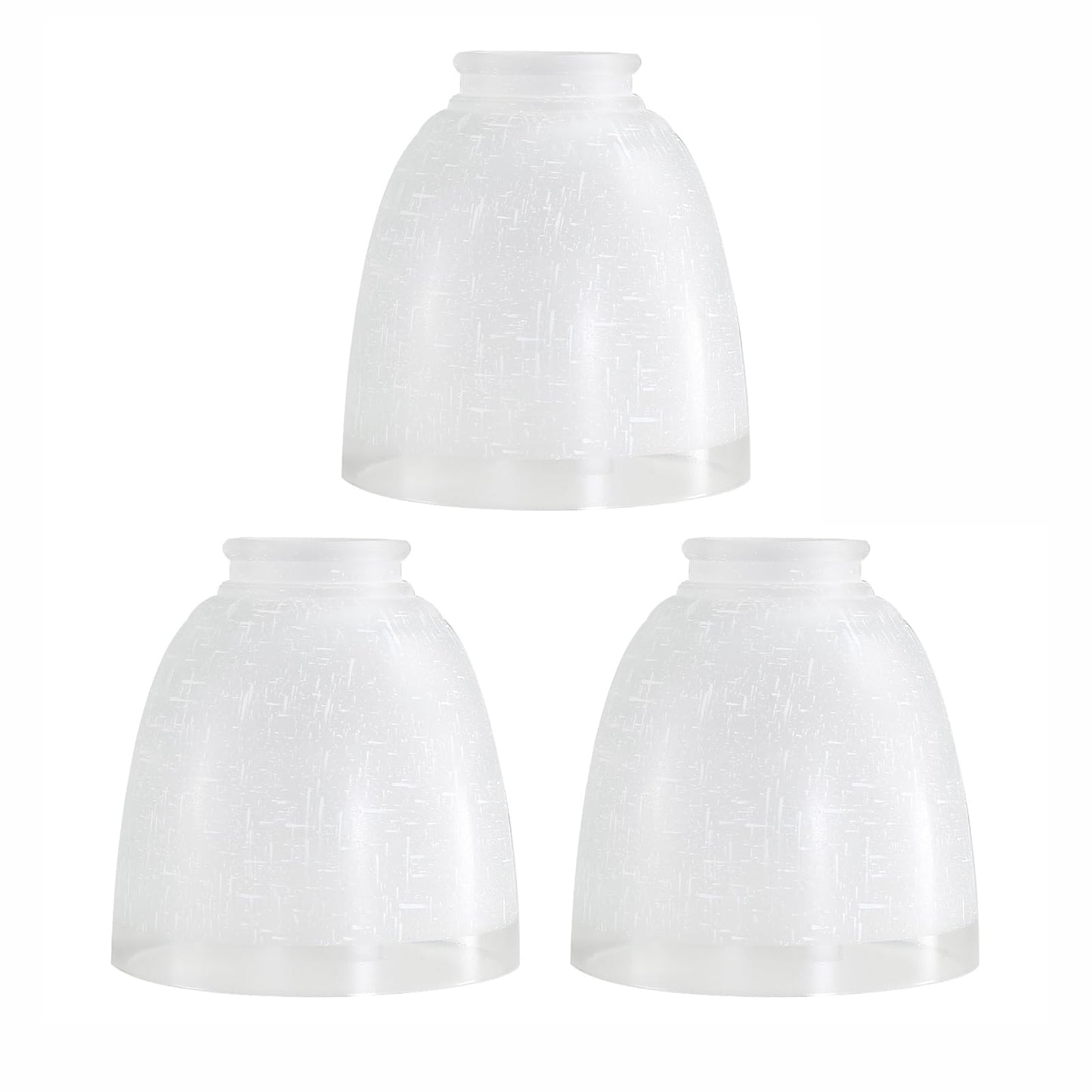3-Pack White Linen Frosted Bell Glass Shade Replacements, Ceiling Fan Light Covers Glass Globes Lampshades for Chandelier Vanity Lights Wall Sconces, 1.61" Fitter Size, 5" high x 4.7" diameter