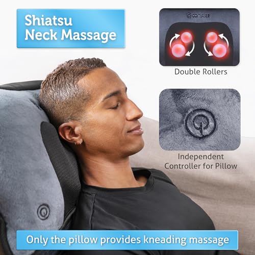 COMFIER Full Body Massage Mat with Movable Neck Pillow, 10 Vibrating Motors & 4 Heating Pads, Back Massage Pad, Father's D...