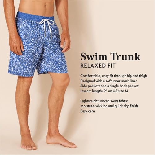 Amazon Essentials Mens 9" Swim Trunks with Mesh Lining, Pockets, Drawstring Closure