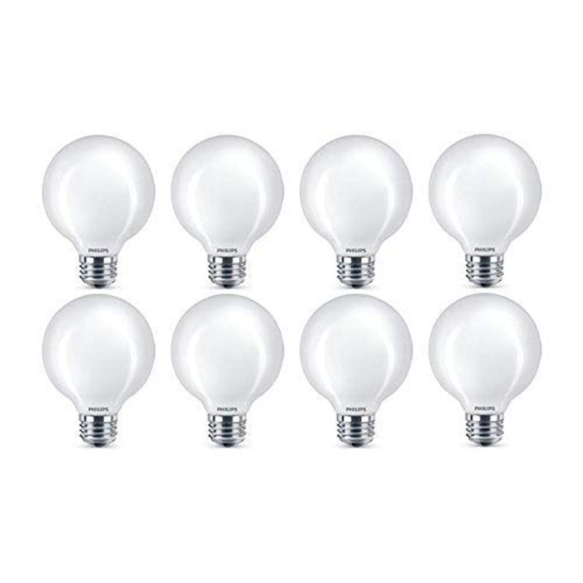Philips LED Frosted G25 Light Bulb, Dimmable, 500 Lumen, 5.5W, E26 Base, Pack of 8, Daylight (5000K
