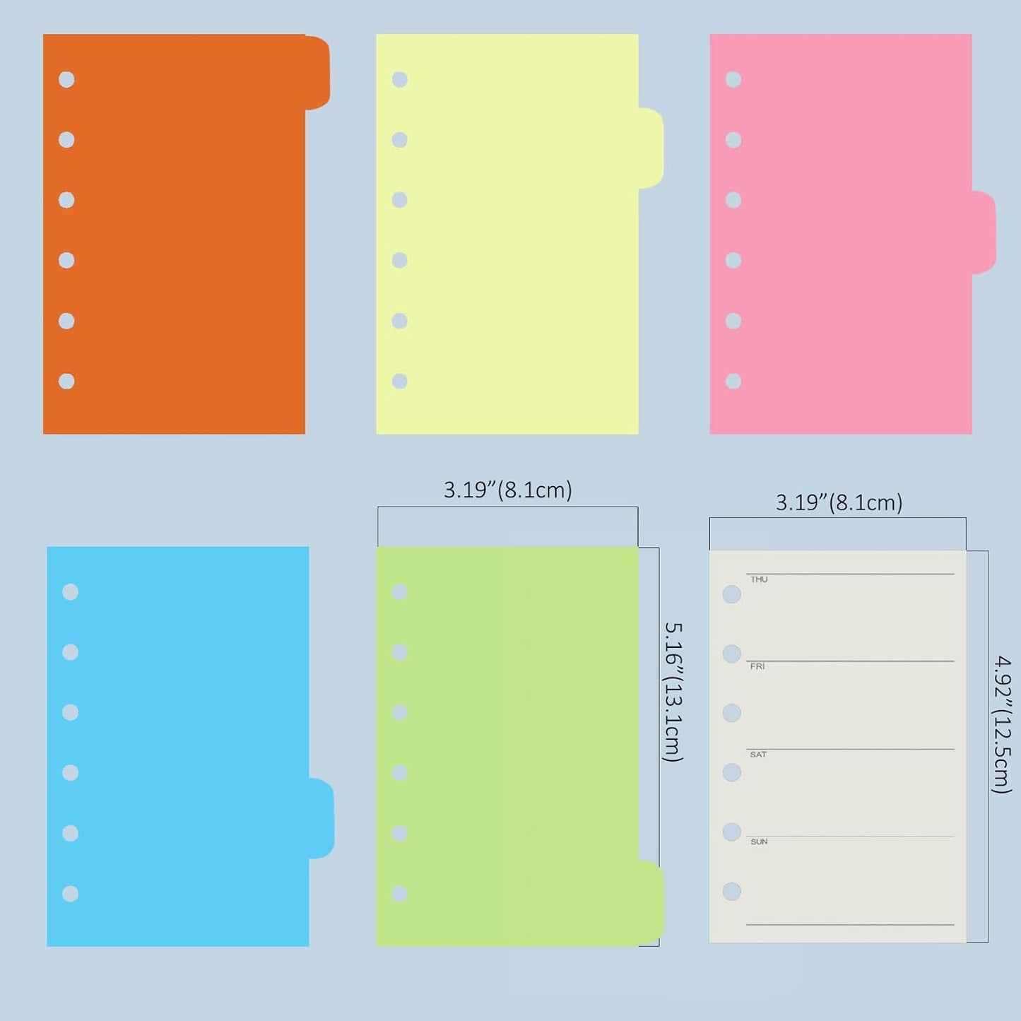 Harphia A7 6 Holes Binder Refill Value Set,90sheets weekly plan loose leaf paper with sticker and divider,week planner inserts with binder pockets for A7 binder 6 hole refillable notebook,005dA7week