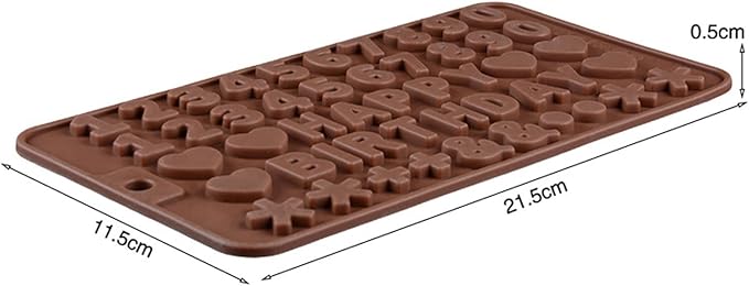 Silicone Letter Number Molds,Reusable Chocolate Molds with Happy Birthday Cake Decorating Symbols(Brown 2pcs)