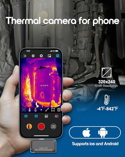 REVASRI Thermal Camera for iPhone and Android, 320×240 Super IR Resolution Thermal Imaging Camera, -4℉ to 842℉ Temp Range,...