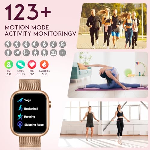 Smartwatch Women Fitness Tracker Watch: Gold Smart Watches for Women Make Answer Bluetooth Call Android Phones iPhone Comp...