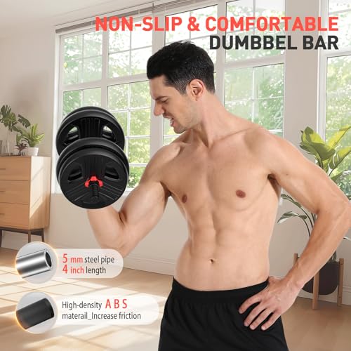 UKEEP Adjustable Dumbbells Set, 20/30/40/55/60/80lbs Free Weight Set with Connector, 2 or 3 in 1 Dumbbells Set Used as Bar...
