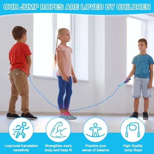 2 Pack Jump Rope for Kids, Adjustable Tangle-Free Soft Beaded Skipping Rope, Segmented Soft Beaded Skipping Rope, 9.2 FT S...