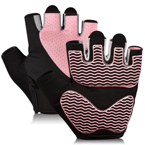 sunnex Workout Gloves for Women - Breathable Weight Lifting Gloves with Non-Slip Silicone Padding, Fingerless Gym Gloves f...