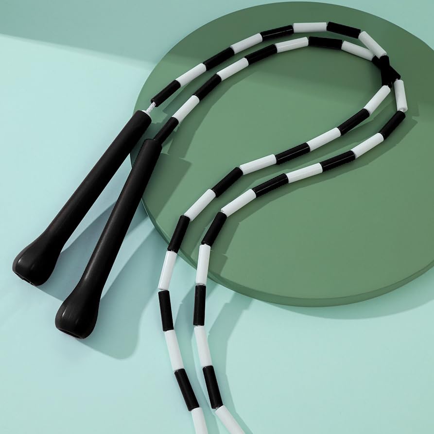Experience Smooth and Adjustable Jumping with the IDOU Beaded Jump Rope - Unbreakable Handles, Tangle-Free Rotation, and C...