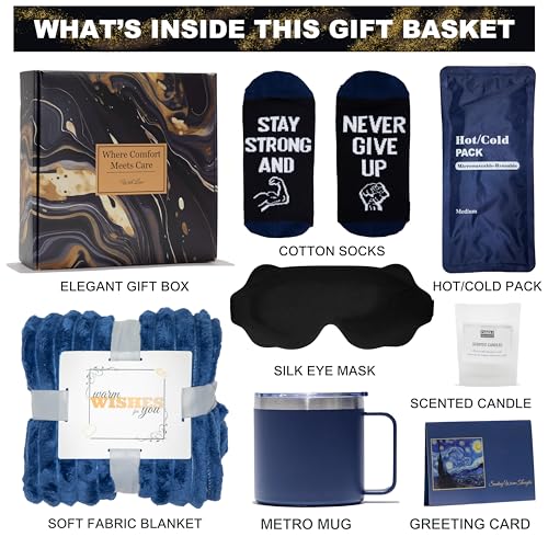 Get Well Soon Gift Basket Men, Care Package for Men, Get Well Soon Gifts for Man with Hot Cold Pack, After Surgery, Cancer...