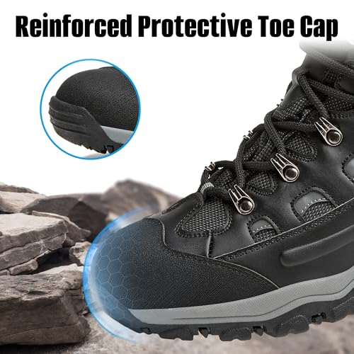 AugTeak Men's Casual Hiking Boots Waterproof Lightweight Mid Top Ankle Boots Comfortable Outdoor Trekking Trails Shoes