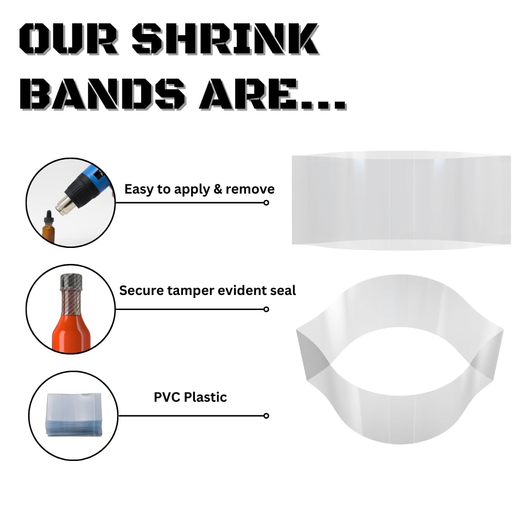 Supplement and Supply 100 x 40 mm Clear Perforated Shrink Band for Cosmetic Jars, Plastic Jars, Spice Jars and More. [Compatible Diameter: 2.4"] - Bundle of 1,000