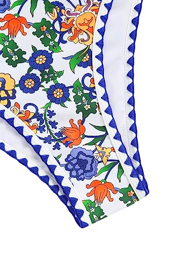 ZAFUL Women Strapless Textured Bandeau Bikini 2 Piece Swimwear Cheeky Solid Lace up Bathing Suits