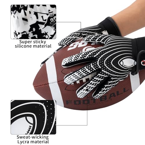 NavyGlyvux Youth Football Gloves, Super - Sticky Receiver Gloves for Kids Boasting Unbeatable Grip - The Perfect Present f...