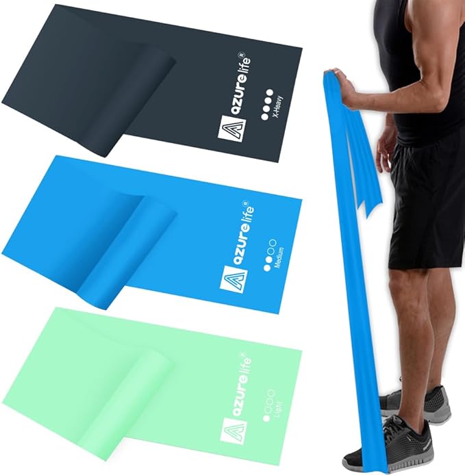 A AZURELIFE Resistance Bands,Professional Long Non-Latex Elastic Stretch Bands,Exercise Bands for Physical Therapy, Yoga, ...