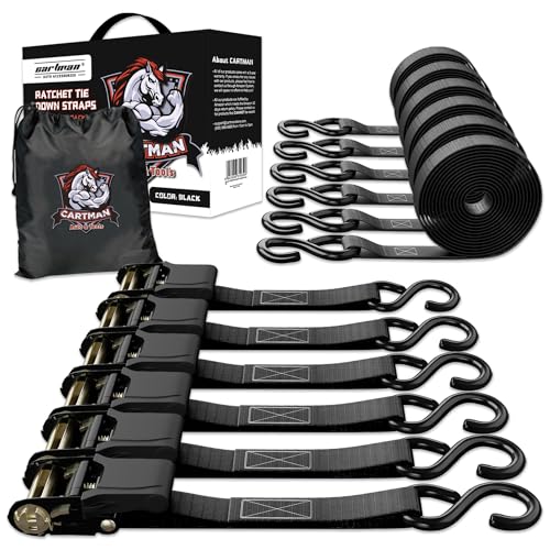 Cartman 1" x 15' Ratchet Tie Down up to 1500lbs 6pk in Carry Bag, Cargo Straps