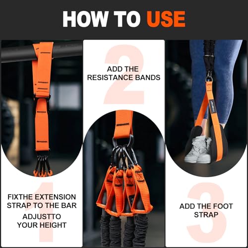 Pull Up Assistance Bands Set - 4 Heavy Duty Resistance Bands 300lbs, Adjustable Weight/Size with Footrest for Home Gym Str...