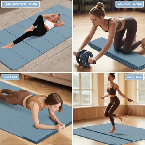 PAIDU Foldable Yoga Mat thick- 2/5" (10MM) TPE Non-Slip Design, Quick Fold，Easy Storage, 75x40 Extra Long/Wide for Indoor ...