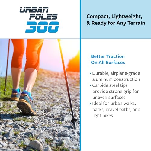 Urban Poling Series 300 Urban Poles – 1 Pair – Fitness Edition- Patented Ergonomic CoreGrip™ for Stability – Adjustable, C...