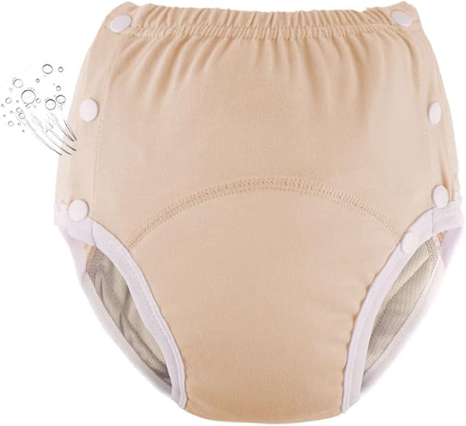 WEEOATAR Unisex Adult Cloth Diaper,Incontinence Cloth Diaper,Swim Nappie,Reusable,Washable and Adjustable with Snaps,Underwear for Seniors,Disability,Postpartum Waist: 22.0-35.4in(Orange,L)